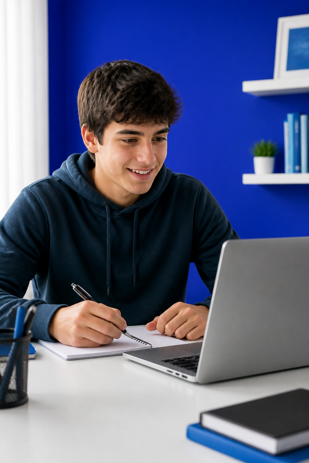 Aluno do secundário numa explicação online